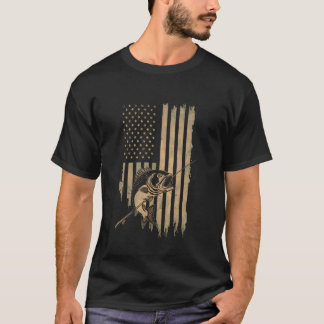 T-shirt Drapeau Américain Pêche Drôle Frénésie
