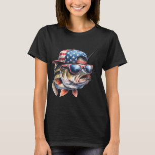 T-shirt Drapeau Américain Pêche drôle & Pêcheur