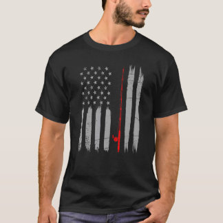 T-shirt Drapeau américain Pêche Tee Pêche Vintage Usa Fish