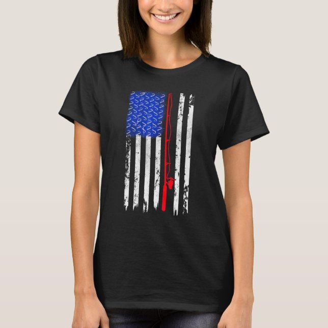 T-shirt Drapeau américain Pêche Vintage (Devant)