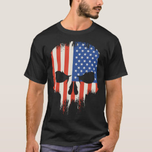 T-shirt Drapeau américain peur crâne déplaisant en colère