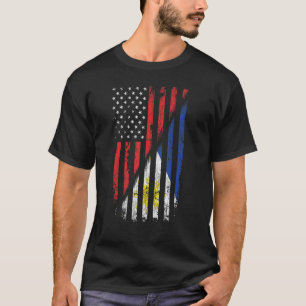 T-shirt Drapeau américain philippin Style rétro États-Unis