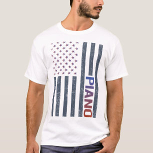 T-shirt Drapeau américain Piano Pianiste