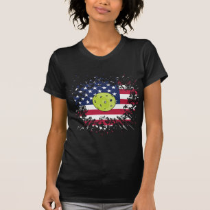T-shirt Drapeau américain Pickleball Racket Paddle Ball