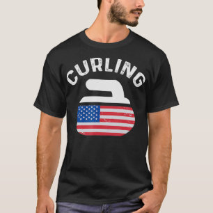T-shirt Drapeau américain pierre de curling
