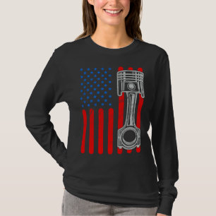 T-shirt Drapeau Américain Piston Patriotique Voiture Vinta