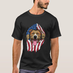 T-shirt Drapeau américain Pitbull