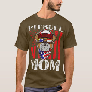 T-shirt Drapeau américain Pitbull Mom USA