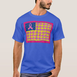 T-shirt Drapeau américain Pizza Conscience du cancer du se