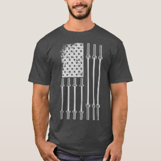 T-shirt Drapeau américain Poids Barbell Patriotic Love Fit