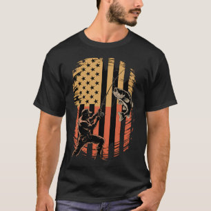 T-shirt Drapeau Américain Poisson Pêcheur Pêcheur Bass Pêc