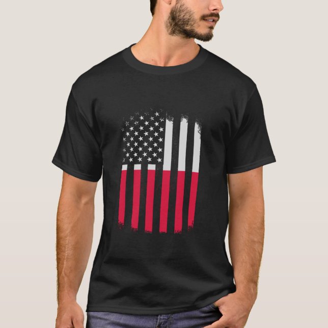 T-shirt Drapeau américain polonais de la Pologne (Devant)