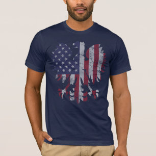 T-shirt Drapeau américain polonais Eagle de cru