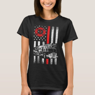 T-shirt Drapeau américain pompier Mince ligne rouge carte 