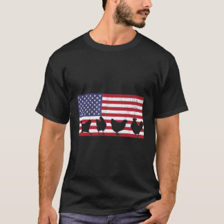 T-shirt Drapeau américain Poulet 4 juillet