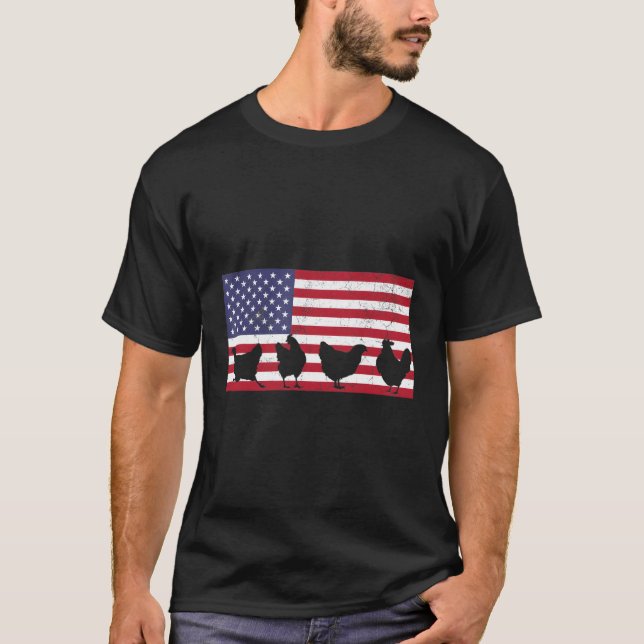 T-shirt Drapeau américain Poulet 4 juillet (Devant)
