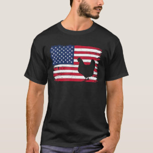 T-shirt Drapeau américain Poulets 4 juillet Farmer Chicke