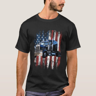 T-shirt Drapeau américain pour camionneur Conducteur de ca