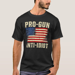 T-shirt Drapeau américain Pro G Un Anti-Idiot