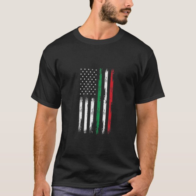 T-shirt Drapeau américain Racines italiennes Italie Italia (Devant)
