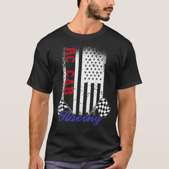 T-shirt Drapeau américain RC Voiture Course Drapeau Concep (Devant)