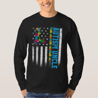 T-shirt Drapeau américain rétro Autisme conscience oncle