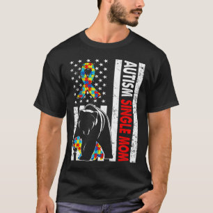 T-shirt Drapeau américain rétro Autisme mère célibataire o