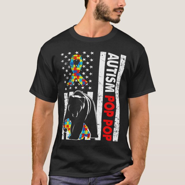 T-shirt Drapeau américain rétro Autisme Pop Pop Sensibilis (Devant)
