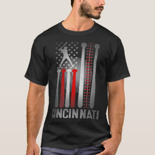 T-shirt Drapeau américain rétro Cincinnati en détresse Bas