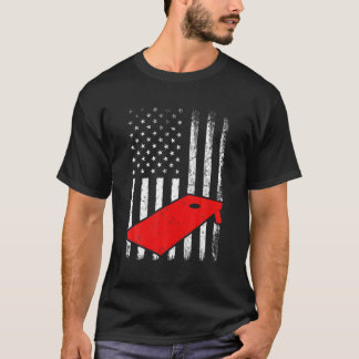 T-shirt Drapeau Américain Rétro Cornhole 4E De