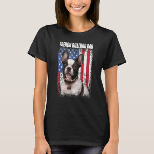 T-shirt Drapeau Américain Rétro Drapeau Français Buldog Pa
