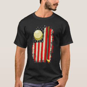 T-shirt Drapeau Américain Rétro Golf Club Golf Golf