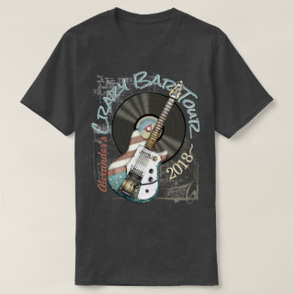 T-shirt Drapeau Américain Rétro Guitare Et Dossier Vinyle