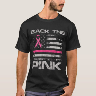 T-shirt Drapeau Américain Rose Contre Cancer Sein Sensibil