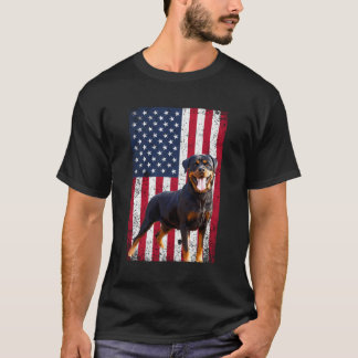 T-shirt Drapeau Américain Rottweiler Amoureux des chiens F