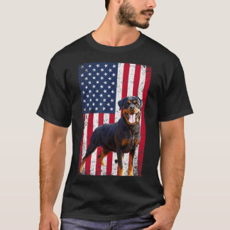 T-shirt Drapeau américain Rottweiler Amoureux des chiens t