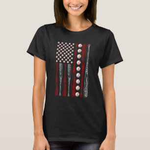 T-shirt Drapeau américain rouge blanc bleu Baseball 4 juil