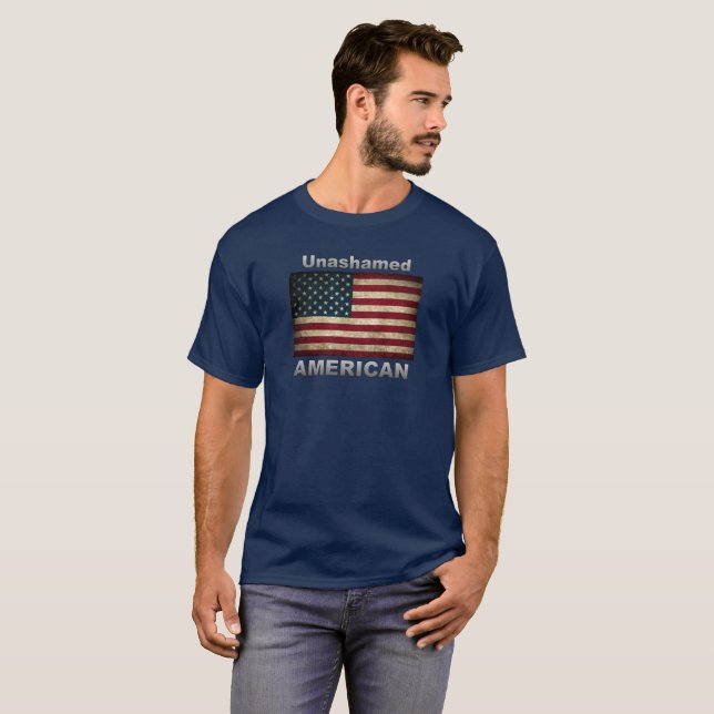 T-shirt Drapeau AMÉRICAIN sans honte (Devant entier)
