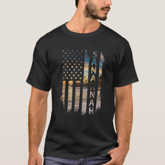 T-shirt Drapeau américain Savannah Georgia Summer Sunset P