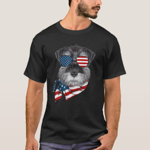 T-shirt Drapeau américain Schnauzer Patriotic 4 juillet A