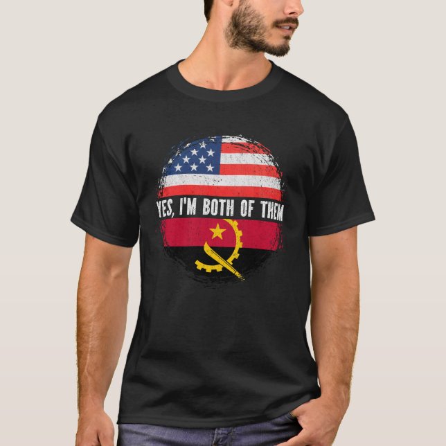 T-shirt Drapeau américain semi-américain semi-angolais USA (Devant)