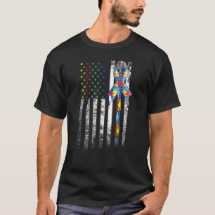 T-shirt Drapeau américain sensibilisation sur l'autisme Di