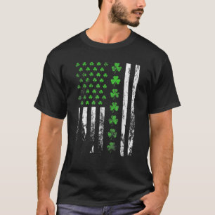 T-shirt Drapeau américain Shamrock Irlandais St Patrick's 