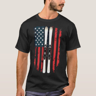 T-shirt Drapeau américain Ski alpin Skieur _2