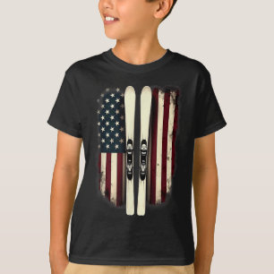 T-shirt Drapeau américain skieur de ski alpin _4