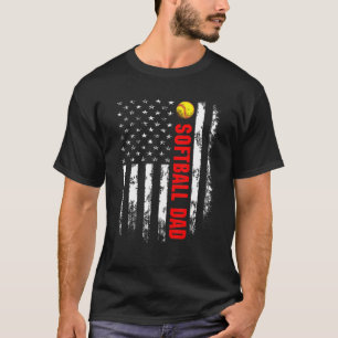 T-shirt Drapeau Américain Softball Papa Backside Essentiel