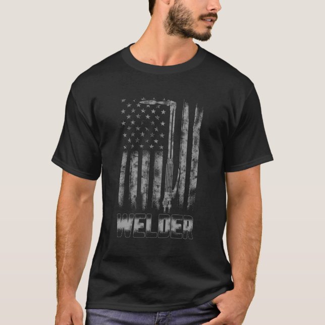 T-shirt Drapeau Américain Soudeur Soudure Patriotique Usa (Devant)