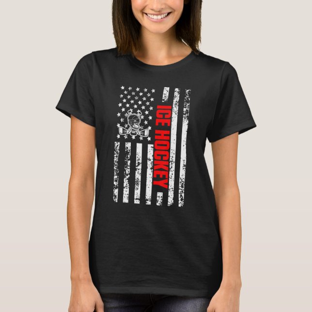 T-shirt Drapeau américain Sport Patriotique Hockey sur gla (Devant)