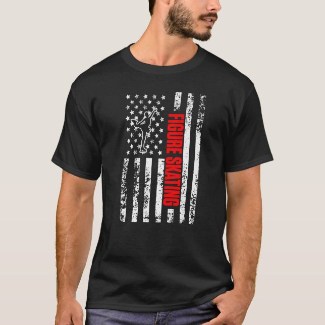 T-shirt Drapeau américain Sports Patriotique Patinage arti (Devant)