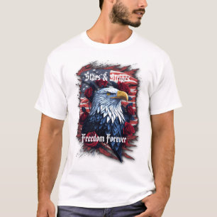 T-shirt Drapeau américain Stars Stripes Freedom Forever Ea